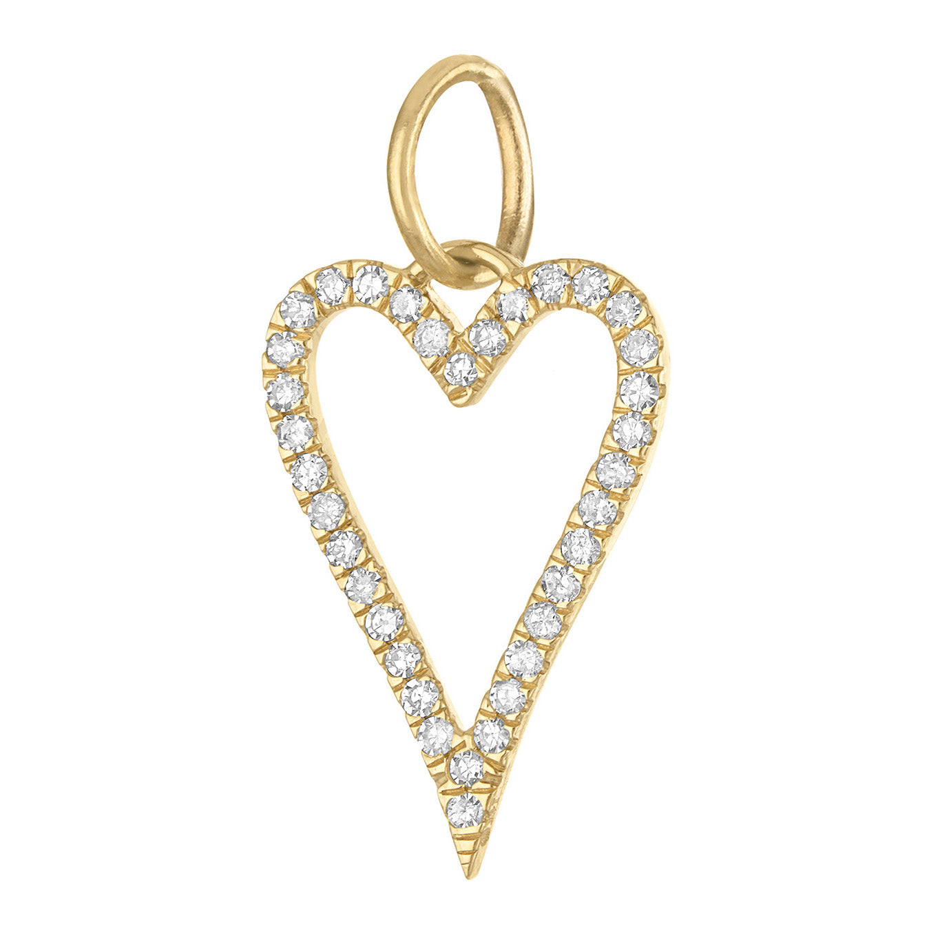 Diamond Outline Heart 14K Gold Charm